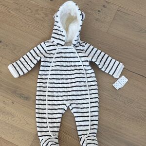 Nordstrom Black and White Striped Hooded Footie